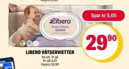 Coop Extra LIBERO VÅTSERVIETTER, NOK 29.9 tilbud