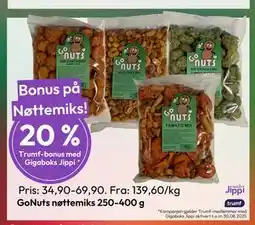 Gigaboks GoNuts nøttemiks 250-400 g tilbud