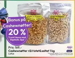 Gigaboks Cashewnøtter rå/ristet&saltet 1 kg, NOK 169 tilbud