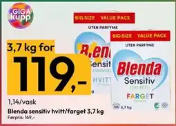 Gigaboks Blenda sensitiv hvitt/farget 3,7 kg, NOK 119 tilbud