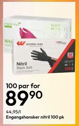 Gigaboks Engangshansker nitril 100 pk, NOK 89.9 tilbud