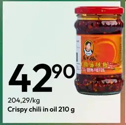 Gigaboks Crispy chili in oil 210 g, NOK 42.9 tilbud