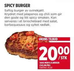 Meny SPICY BURGER, NOK 20 tilbud