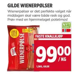 Meny GILDE WIENERPØLSER, NOK 99 tilbud