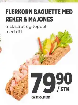 Meny FLERKORN BAGUETTE MED REKER & MAJONES, NOK 79.9 tilbud