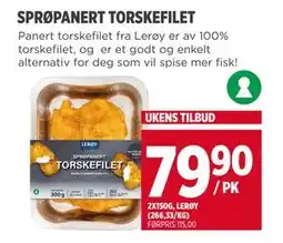 Meny SPRØPANERT TORSKEFILET, NOK 79.9 tilbud