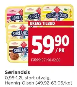 Meny Sørlandsis, NOK 59.9 tilbud