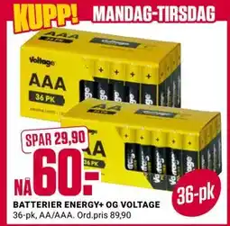 Europris BATTERIER ENERGY+ OG VOLTAGE, NOK 60 tilbud