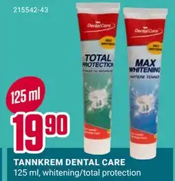 Europris TANNKREM DENTAL CARE, NOK 19.9 tilbud