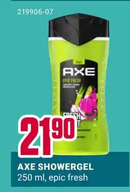 Europris AXE SHOWERGEL, NOK 21.9 tilbud