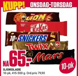Europris SJOKOLADE, NOK 65 tilbud