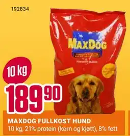 Europris MAXDOG FULLKOST HUND, NOK 189.9 tilbud