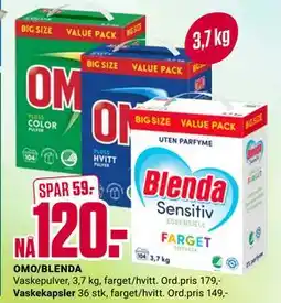 Europris OMO/BLENDA, NOK 120 tilbud