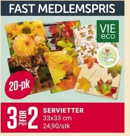 Europris SERVIETTER, Medlemspris tilbud