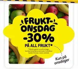 Bunnpris 30% PÅ ALL FRUKT tilbud