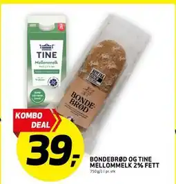 Bunnpris Bondebrød og Tine Mellommelk 2% fett, NOK 39 tilbud