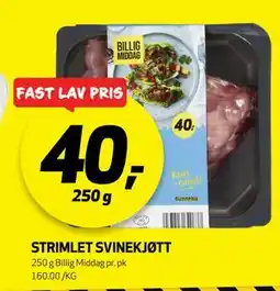 Bunnpris STRIMLET SVINEKJØTT, NOK 40 tilbud