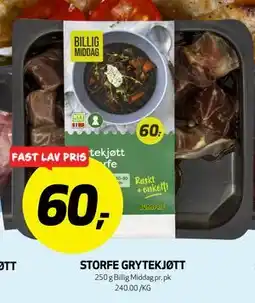 Bunnpris STORFE GRYTEKJØTT, NOK 60 tilbud