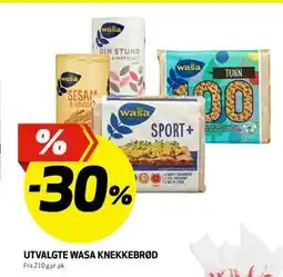 Bunnpris UTVALGTE WASA KNEKKEBRØD tilbud