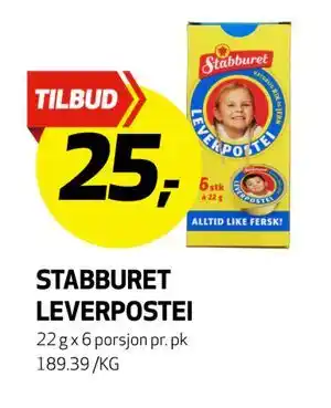 Bunnpris Stabburet Leverpostei, NOK 25 tilbud