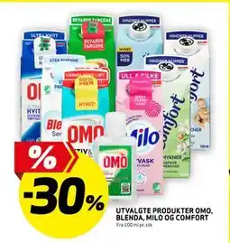 Bunnpris UTVALGTE PRODUKTER OMO, BLENDA, MILO OG COMFORT tilbud