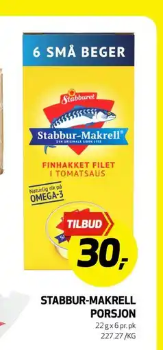 Bunnpris Stabbur-Makrell Porsjon, NOK 30 tilbud