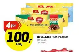 Bunnpris UTVALGTE FREIA-PLATER, NOK 100 tilbud