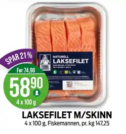 Kiwi FISKEMANNEN Laksefilet m/skinn tilbud
