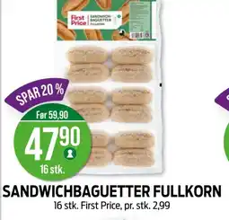 Kiwi FIRST PRICE Sandwichbaguetter fullkorn tilbud