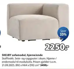 JYSK SKEJBY sofamodul, hjørne/ende, NOK 2250 tilbud