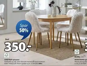 JYSK JONSTRUP spisestol, NOK 350 tilbud