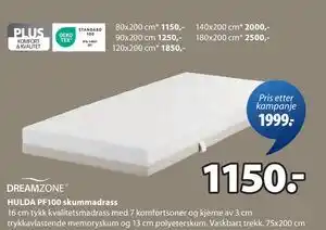 JYSK HULDA PF100 skummadrass tilbud