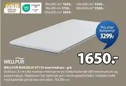 JYSK WELLPUR BOKSELVI GT110 overmadrass - grå tilbud