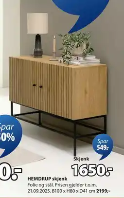JYSK HEMDRUP skjenk, NOK 1650 tilbud