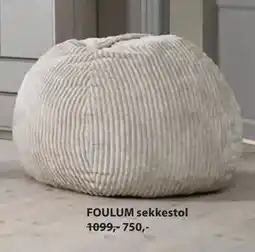 JYSK FOULUM sekkestol, NOK 750 tilbud