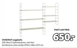 JYSK VANDRUP vegghylle, NOK 650 tilbud