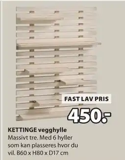 JYSK KETTINGE vegghylle, NOK 450 tilbud