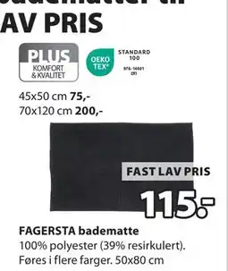 JYSK FAGERSTA badematte, NOK 115 tilbud