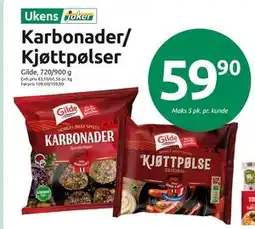 Joker Karbonader/ Kjøttpølser, NOK 59.9 tilbud