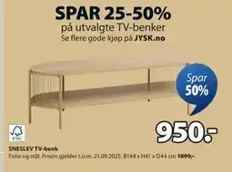 JYSK SNESLEV TV-benk, NOK 950 tilbud