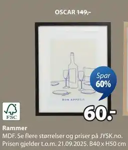 JYSK Rammer, NOK 60 tilbud