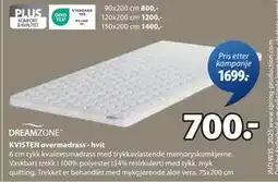 JYSK KVISTEN overmadrass - hvit, NOK 700 tilbud