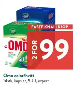 Jacobs Omo color/hvitt, NOK 99 tilbud