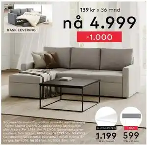 Skeidar Sacramento sovesofa, NOK 4999 tilbud