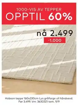 Skeidar Hobson teppe, NOK 2499 tilbud