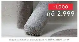 Skeidar Berber teppe 160x230 cm, NOK 2999 tilbud