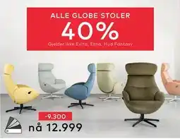 Skeidar ALLE GLOBE STOLER 40% tilbud