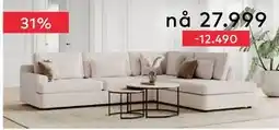 Skeidar Roma hjørnesofa 3-seter med åpen ende høyre, NOK 27999 tilbud
