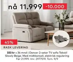 Skeidar Denver 2-seter, NOK 11999 tilbud