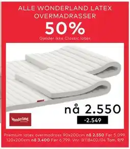 Skeidar Premium latex overmadrass 90x200cm tilbud